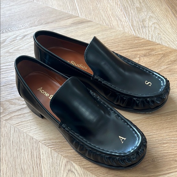 Acne Studios Women’s Black Leather Loafers, size 37 - Picture 16 of 17
